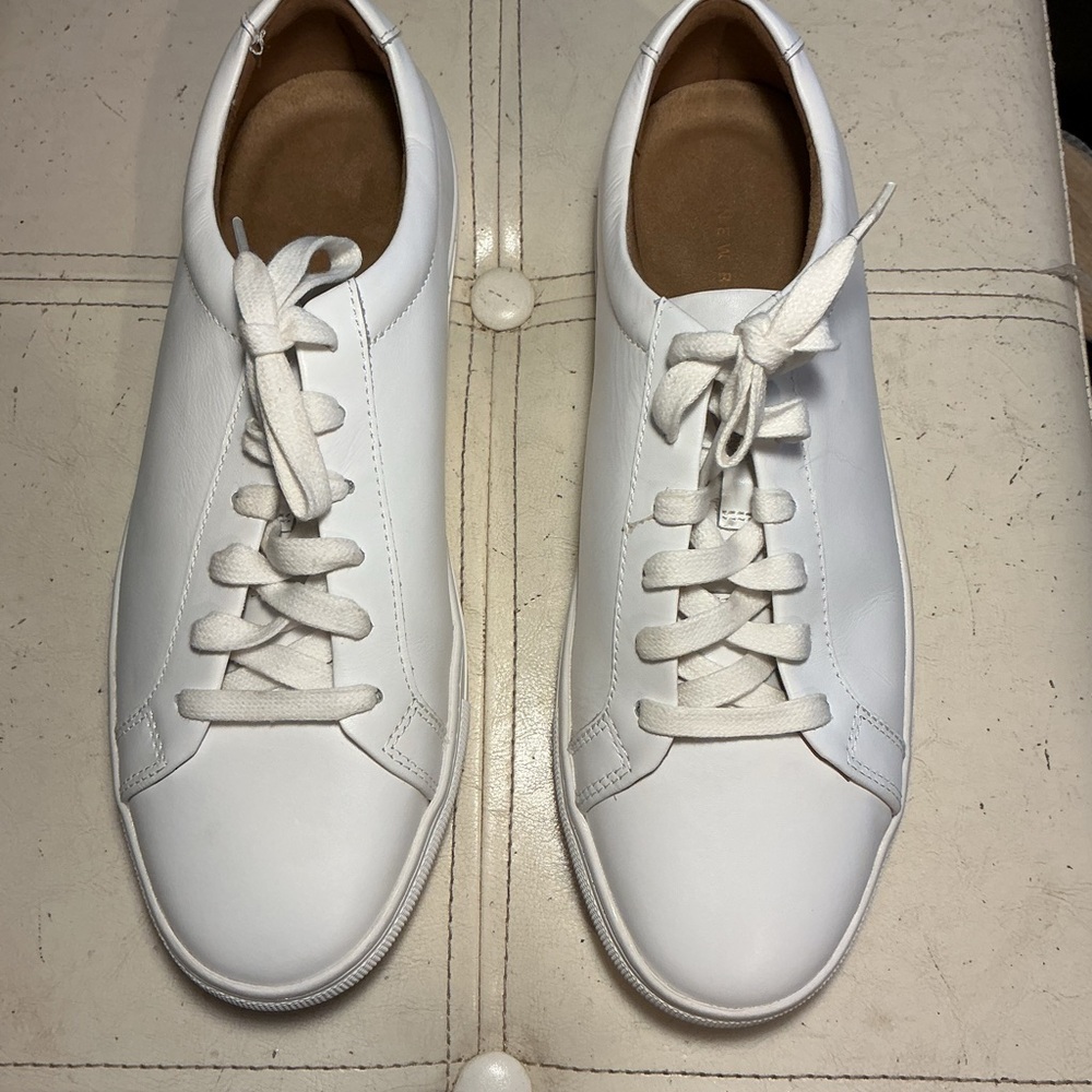 Men's White Leather Low-Top Sneakers